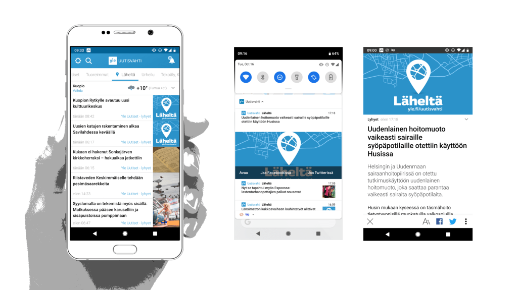 Läheltä / Near by — localized news recommendations and news alerts (2017)
