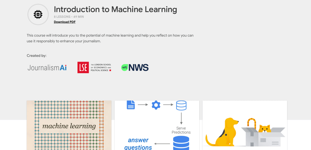 Machine learning courses for journalists with London School of Economic’s Polis and Google News Initiative (2020, 2021)